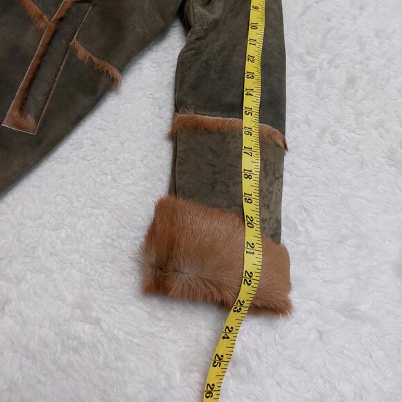 Vintage J.J.G Men's Pony Calfskin Leather Coat Jacket in a light Brown Tan M - Picture 8 of 13